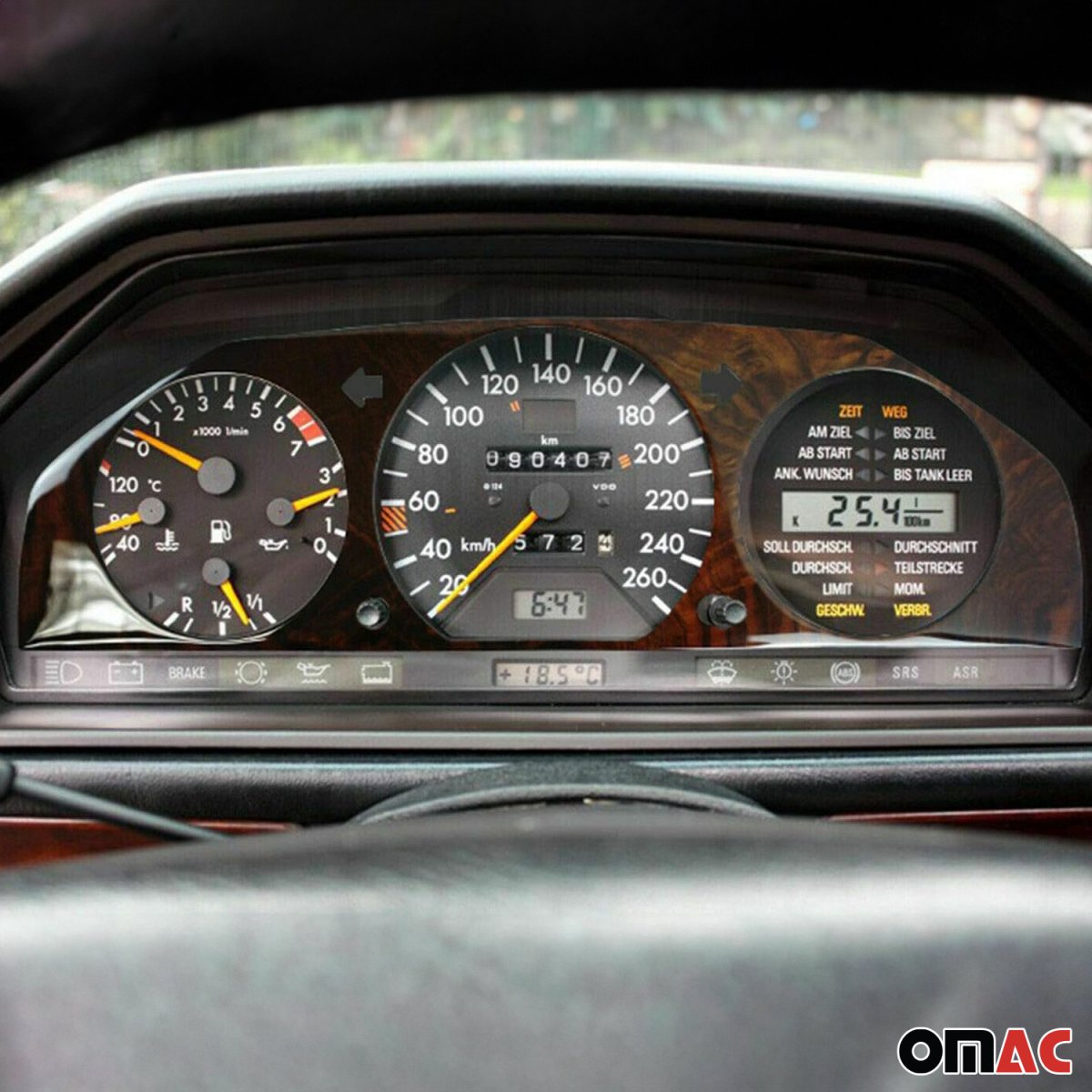 Mercedes W124 Speedometer Frame - Omac - Walnut - '85-'89